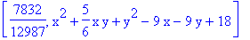 [7832/12987, x^2+5/6*x*y+y^2-9*x-9*y+18]
